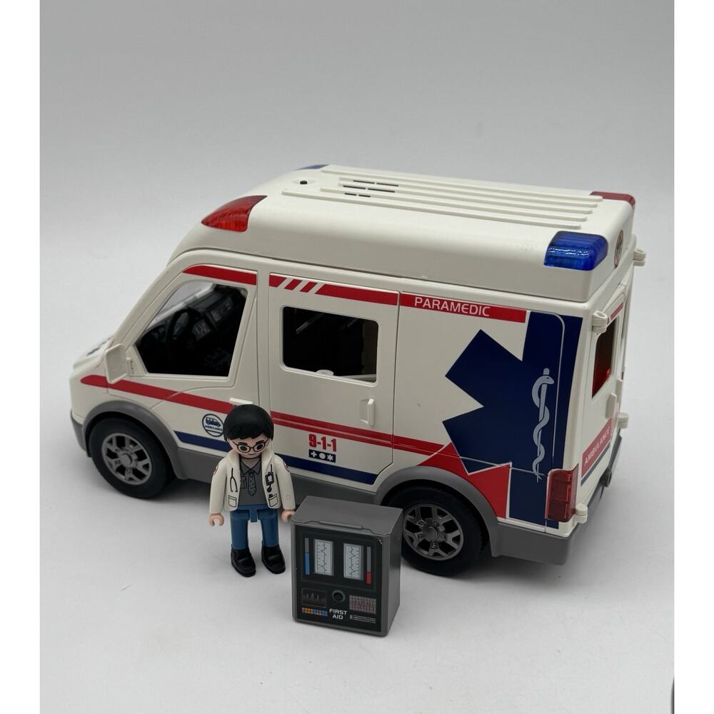Playkidiz Push & Go Ambulance Toy Playset | Emergency Vehicle Realistic Sounds